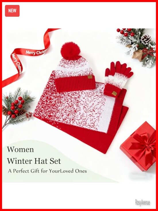 Winter Beanie Hat Touchscreen Gloves Long Scarf 3 Set Fleece Lined Knit Skull